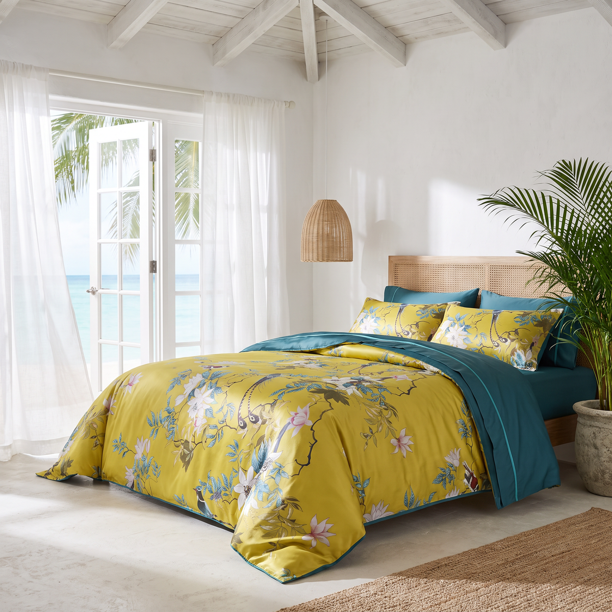 Tranquility Yellow Duvet Cover Set (Long-staple Sateen Cotton) — lifestyle