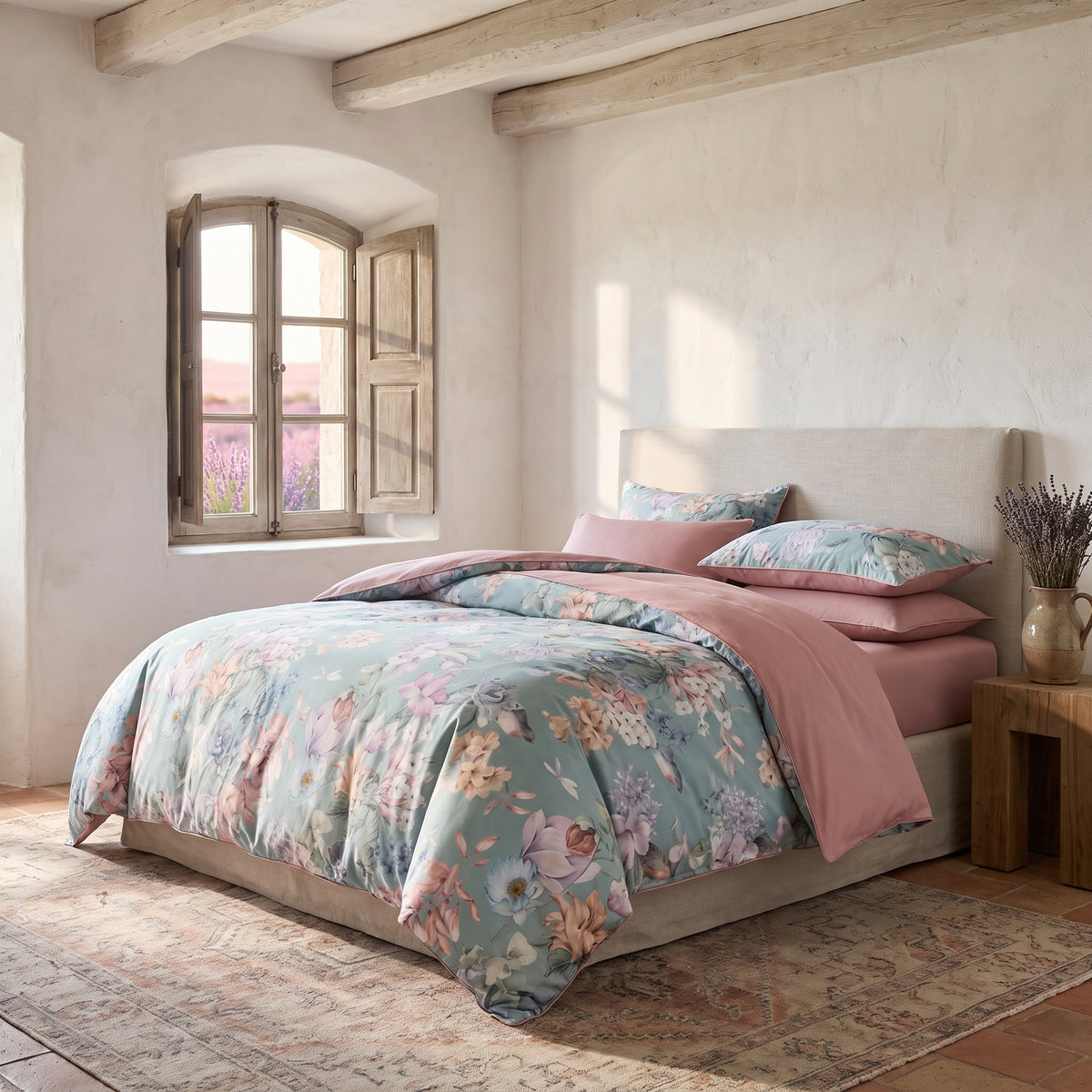 Sunset Blues Duvet Cover Set (Long-staple Sateen Cotton) — lifestyle