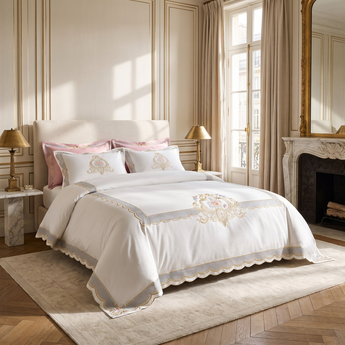 Prarie White Duvet Cover Set (Long-staple Sateen Cotton) — lifestyle