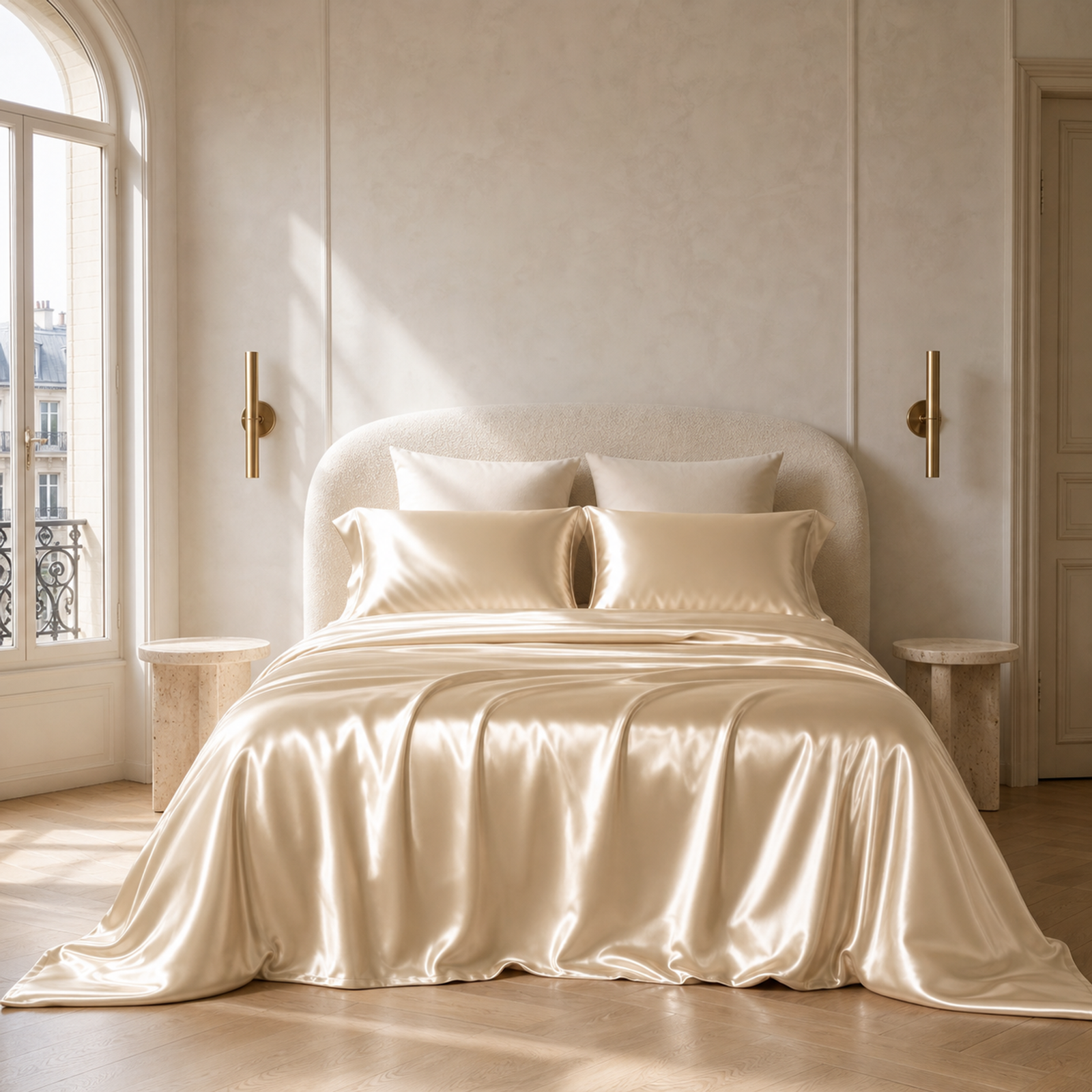 Premium Champagne Mulberry Silk Bedding Set – Articture