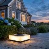 Close-up of the Flat Out Light frosted sides and flush solar panel top