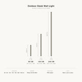 Outdoor Sleek Wall Light sizes and specifications