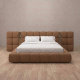 Linen Blend Cognac — Extended Headboard with Integrated Lighting