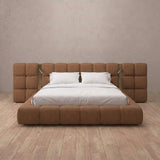 Linen Blend Cognac — Extended Headboard with Integrated Lighting