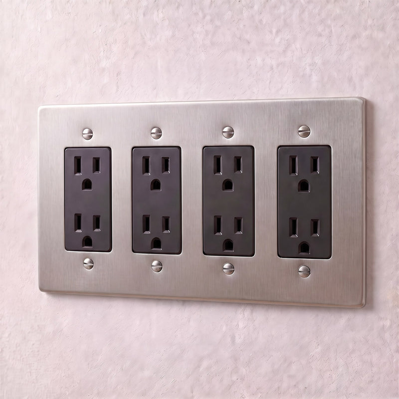 Brass Outlet — 4 Gang · Stainless Steel