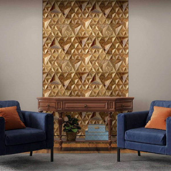 Parallelepiped Wood Mosaic Wall Panel