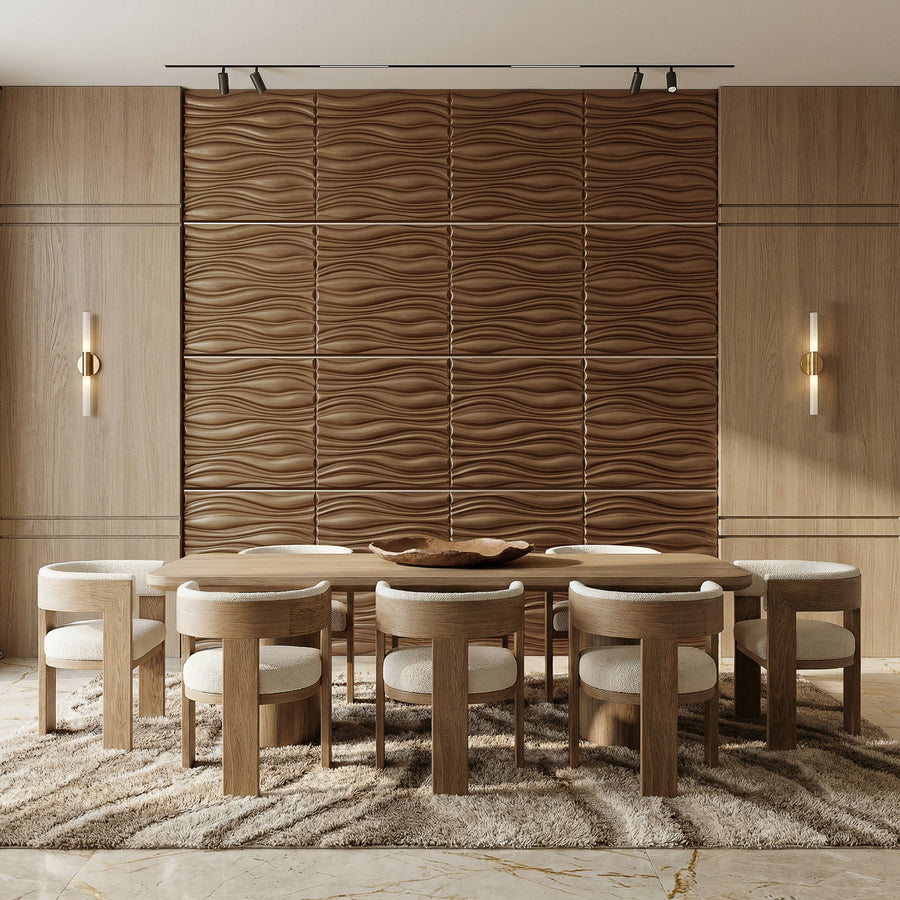Gnarly Square 3D Leather Wall Panel in Brown