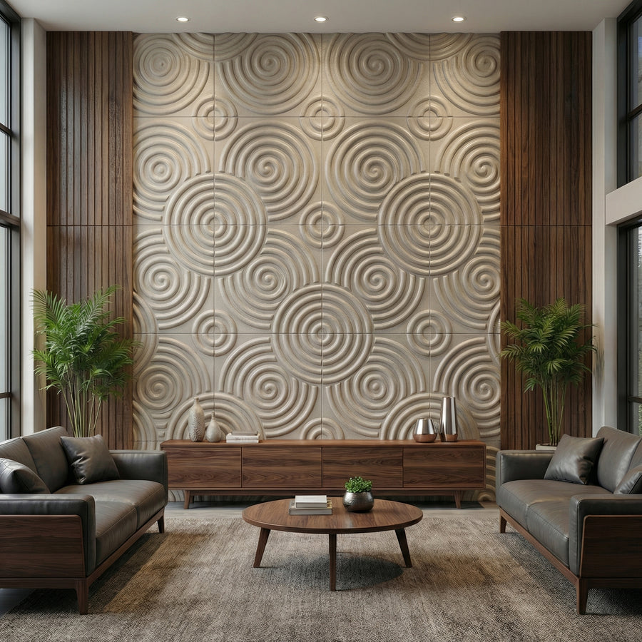 Hypnotized Square 3D Leather Wall Panel in Classic White