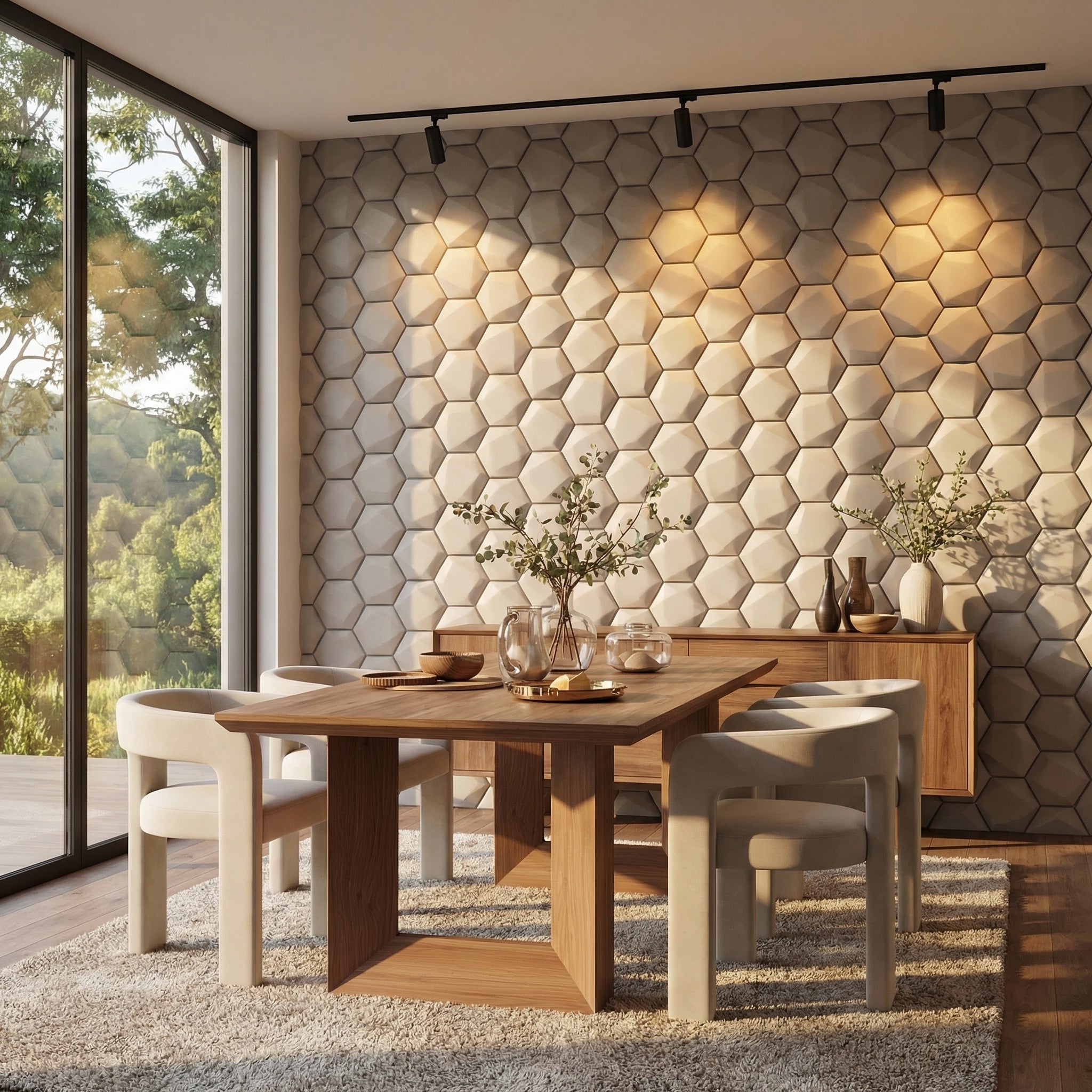 Trapezoid Hexagon 3D Leather Wall Panel – Articture