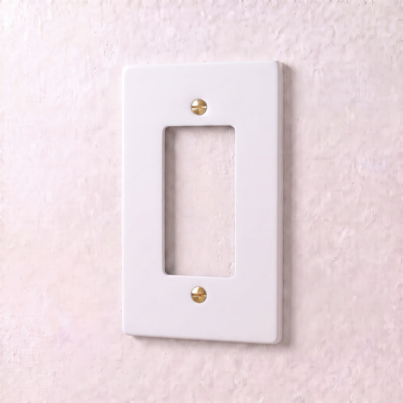 Brass Wall Plate — 1 Gang · White with Brass