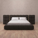 Linen Blend Charcoal — Extended Headboard with Integrated Lighting