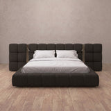 Linen Blend Charcoal — Extended Headboard with Integrated Lighting
