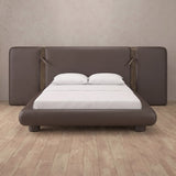 Performance Leather Truffle — Extended Headboard with Integrated Lighting