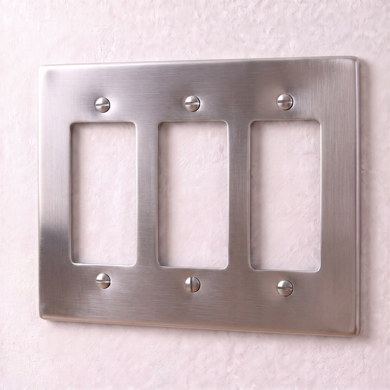 Brass Wall Plate — 3 Gang · Stainless Steel