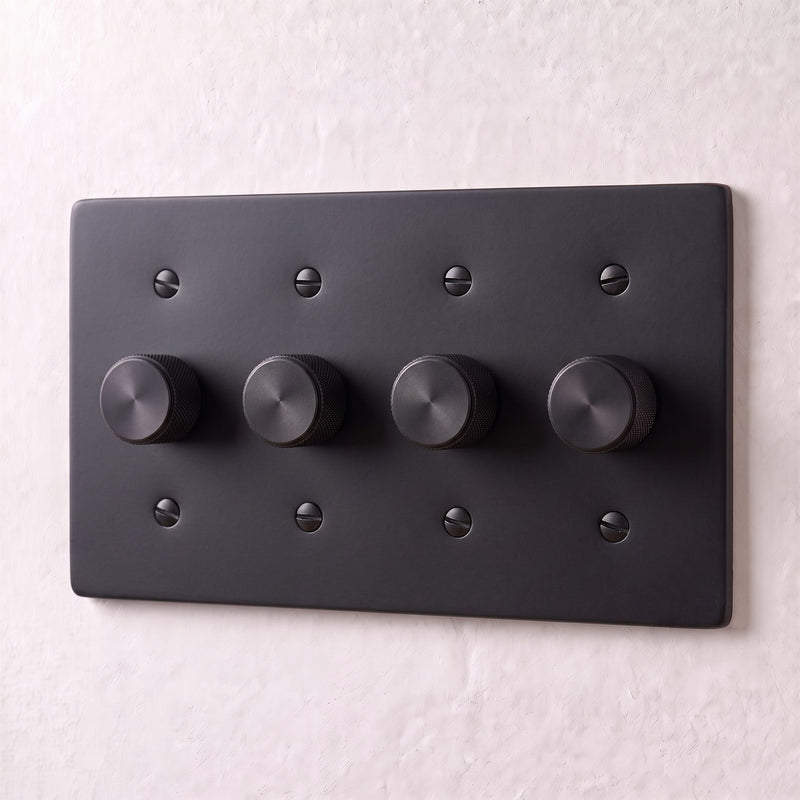 Brass Dimmer Switch — 4 Gang · Night Black