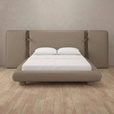 Performance Leather Taupe — Extended Headboard with Integrated Lighting