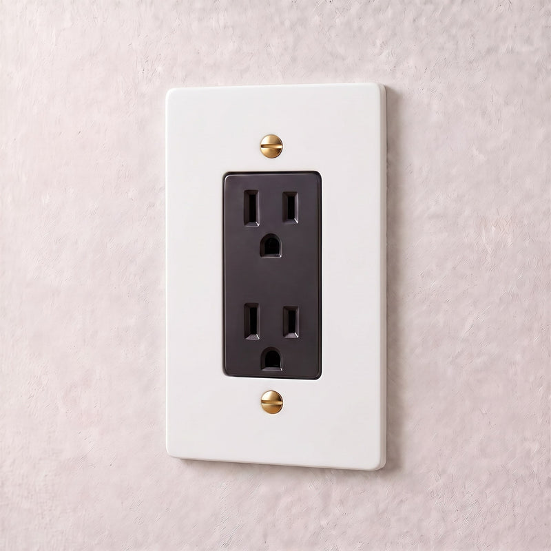 Brass Outlet — 1 Gang · White with Brass