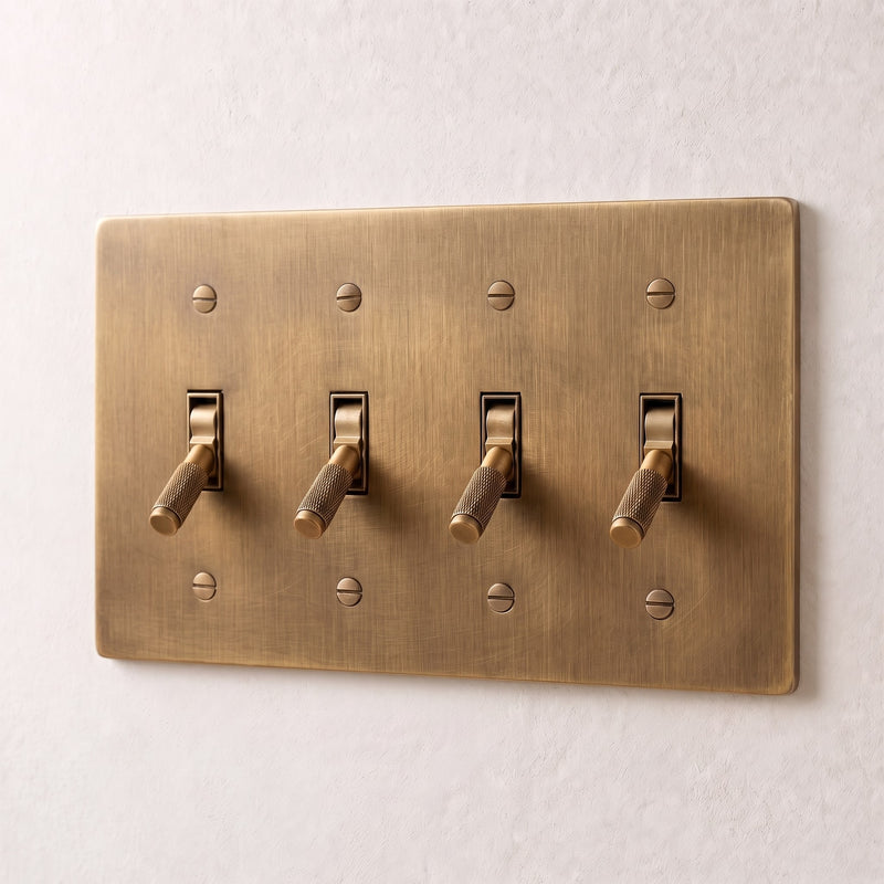 Brass Toggle Switch — 4 Gang · Brass