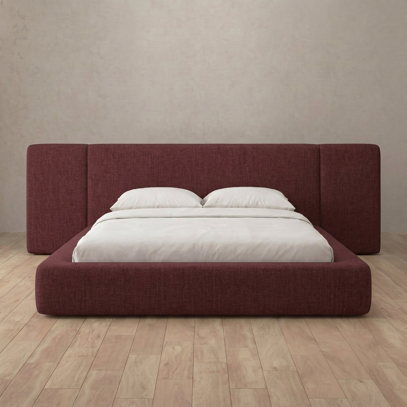 Arden Bed — Linen Blend Burgundy