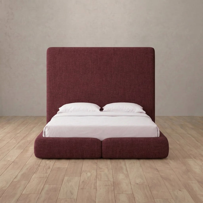 Nolan Bed — Linen Blend Burgundy