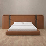 Performance Leather Cognac — Extended Headboard with Integrated Lighting