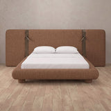 Linen Blend Cognac — Extended Headboard with Integrated Lighting