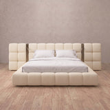 Performance Leather Cream — Extended Headboard with Integrated Lighting