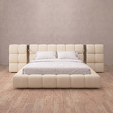 Performance Leather Cream — Extended Headboard with Integrated Lighting
