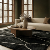 Black & White Abstract Lines Moroccan Rug