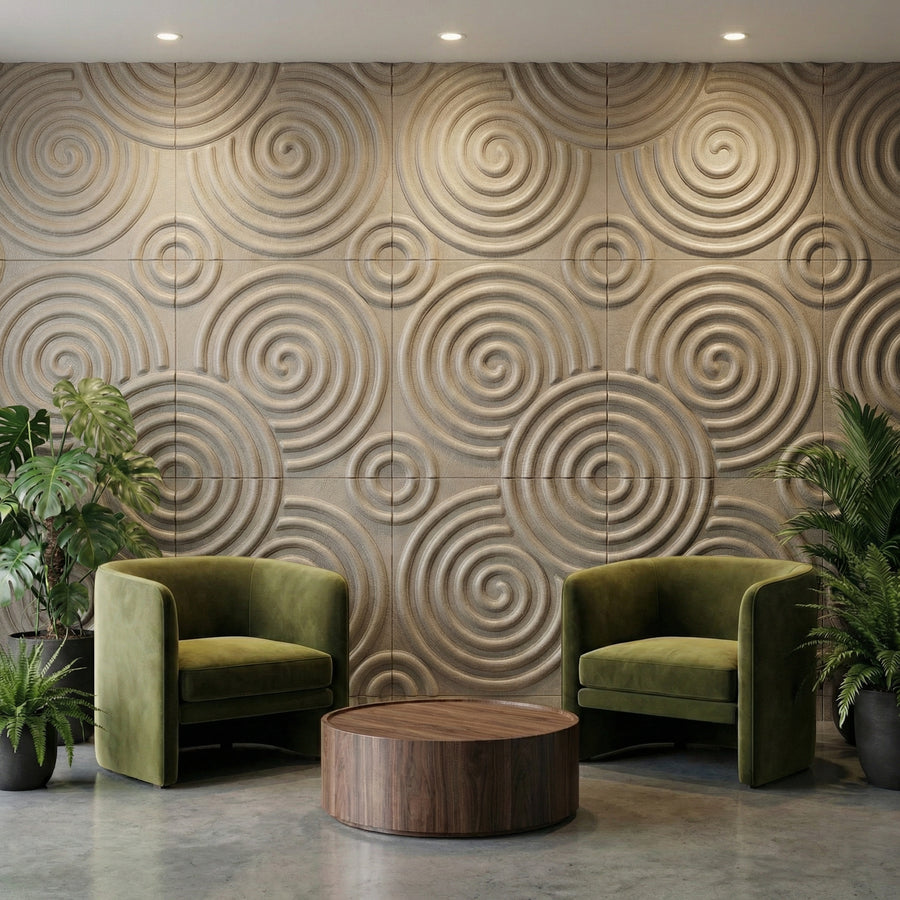 Hypnotized Square 3D Leather Wall Panel in Classic White