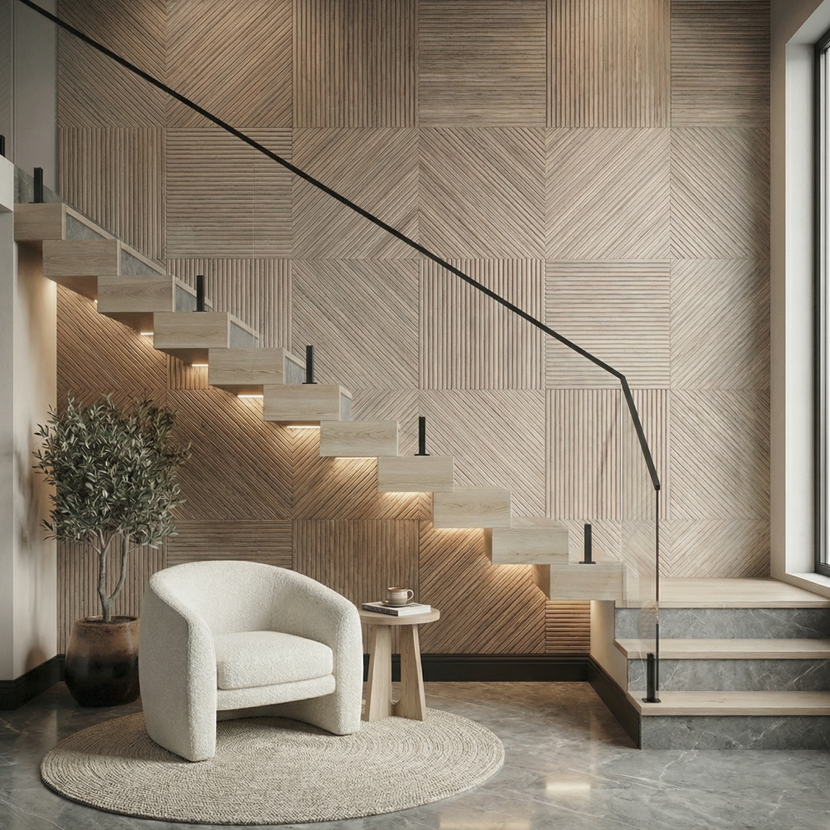 Newton Stained Wooden Wall Panel — lifestyle