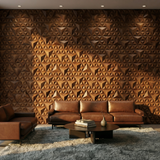 Parallelepiped Wood Mosaic Wall Panel