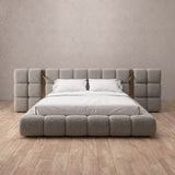 Boucle Pewter — Extended Headboard with Integrated Lighting