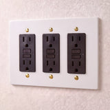 White with Brass::3 Gang::GFCI