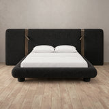 Boucle Charcoal — Extended Headboard with Integrated Lighting