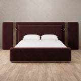 Boucle Burgundy — Extended Headboard with Integrated Lighting