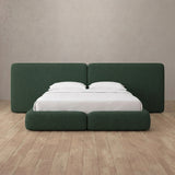 Linen Blend Forest Green — Extended Headboard