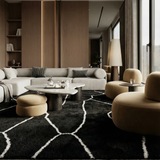 Black & White Abstract Lines Moroccan Rug