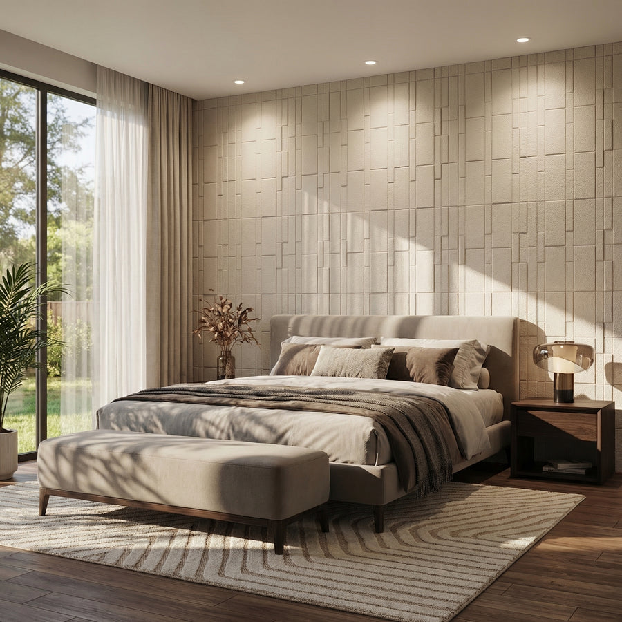 Flux Square 3D Leather Wall Panel in Classic White