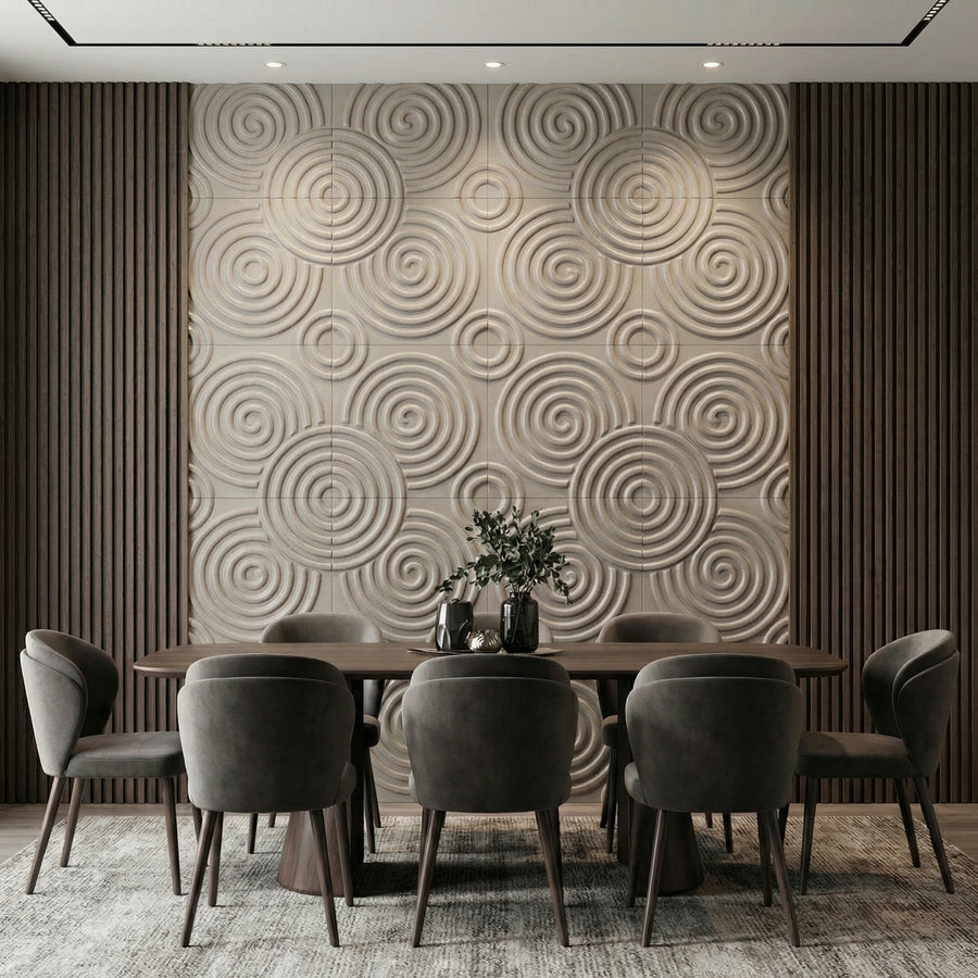 Hypnotized Square 3D Leather Wall Panel in Classic White