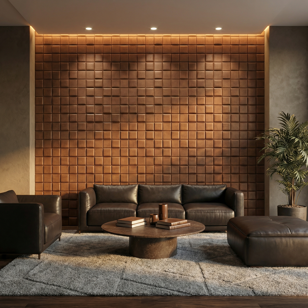 Tetris Square 3D Leather Wall Panel – Articture