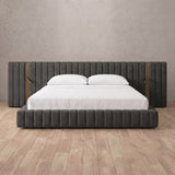 Linen Blend Smoke — Extended Headboard with Integrated Lighting