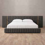 Linen Blend Smoke — Extended Headboard with Integrated Lighting