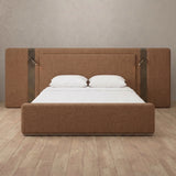 Linen Blend Cognac — Extended Headboard with Integrated Lighting