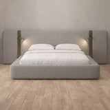 Linen Blend Pewter — Extended Headboard with Integrated Lighting