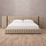 Linen Blend Latte — Extended Headboard with Integrated Lighting