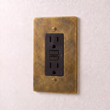 Vintage Brass with Patina::2 Gang::GFCI