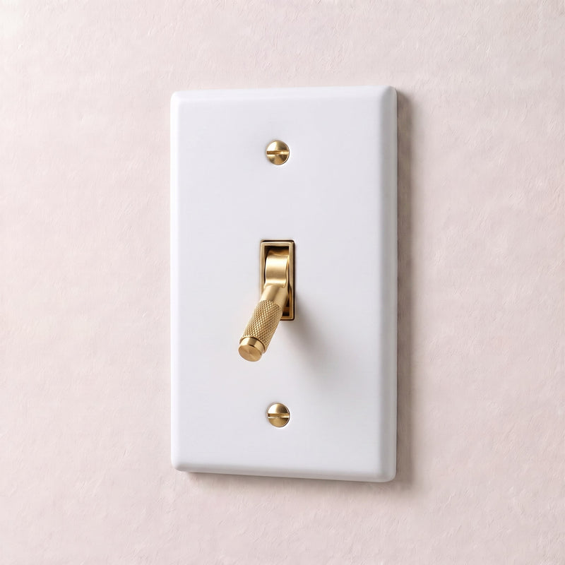 Brass Toggle Switch — 1 Gang · White with Brass
