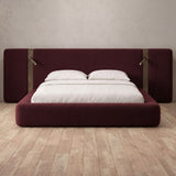 Boucle Burgundy — Extended Headboard with Integrated Lighting