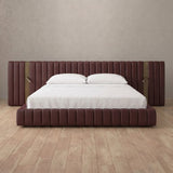Performance Leather Burgundy — Extended Headboard with Integrated Lighting